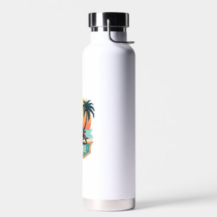 Retro Sloth Vacation Shirt Funny Tropical Relax De Water Bottle