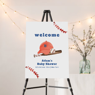Retro Slugger Baseball Baby Shower Welcome Sign