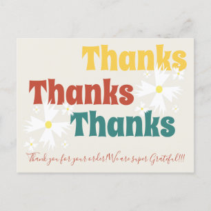Retro Small Business Daisy Groovy Thank You Postcard