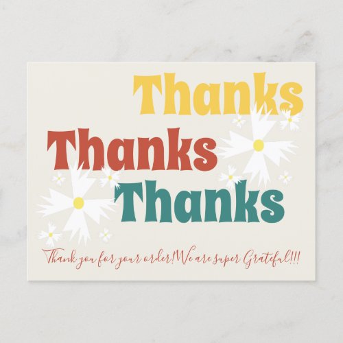 Retro Small Business Daisy Groovy Thank You  Postcard