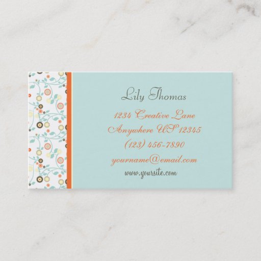 Customizable Retro Small Floral Business Card