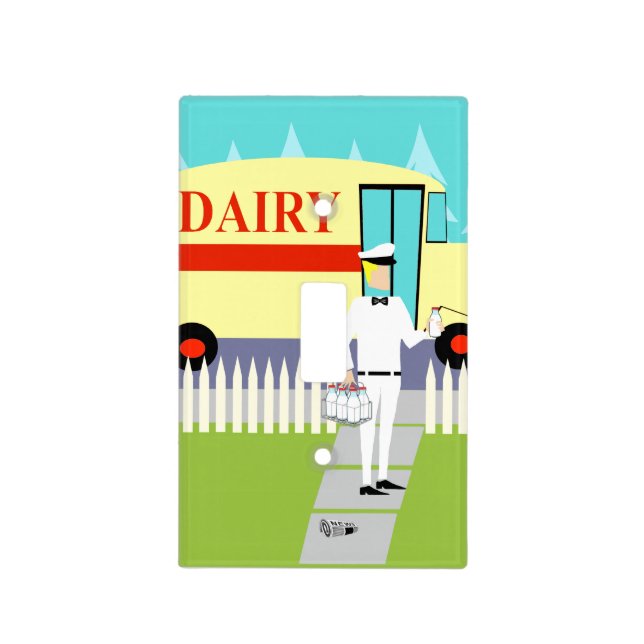 Retro Small Town Milkman Light Switch Cover (Front)
