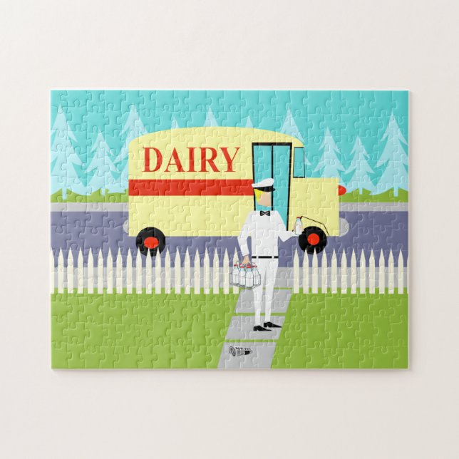 Retro Small Town Milkman Puzzle (Horizontal)
