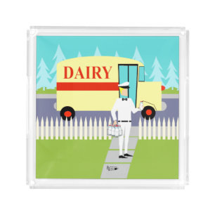 Retro Small Town Milkman Serving Tray