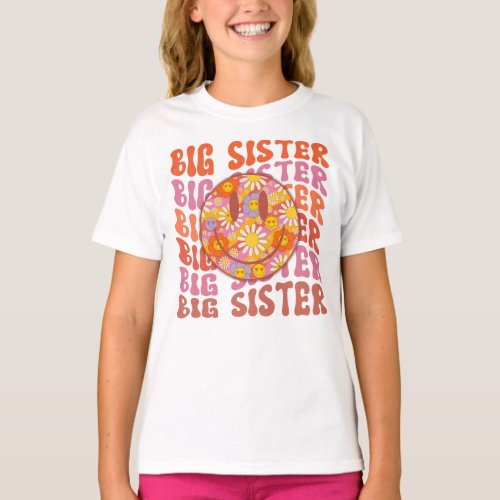 Retro Smile Big Sister Happy Face T_Shirt