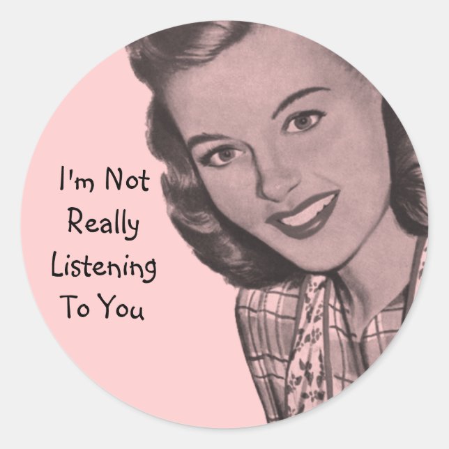 Retro Smile Classic Round Sticker (Front)