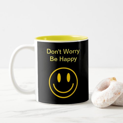 Retro Smile Dont Worry Be Happy Two_Tone Coffee Mug