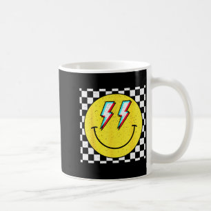 Retro Smile Face Checkered Pattern Preppy Happy Fa Coffee Mug