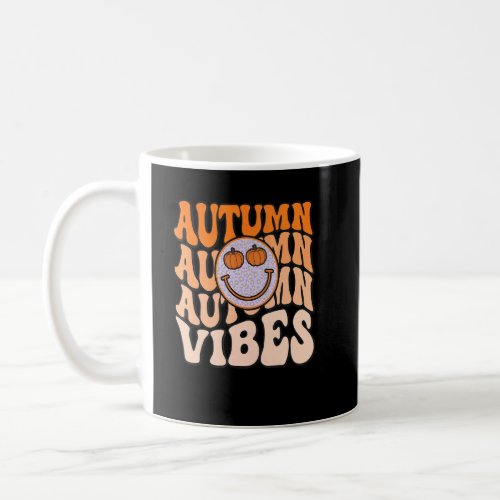 Retro Smile Face Fall Vibes Pumpkin Autumn Thanksg Coffee Mug