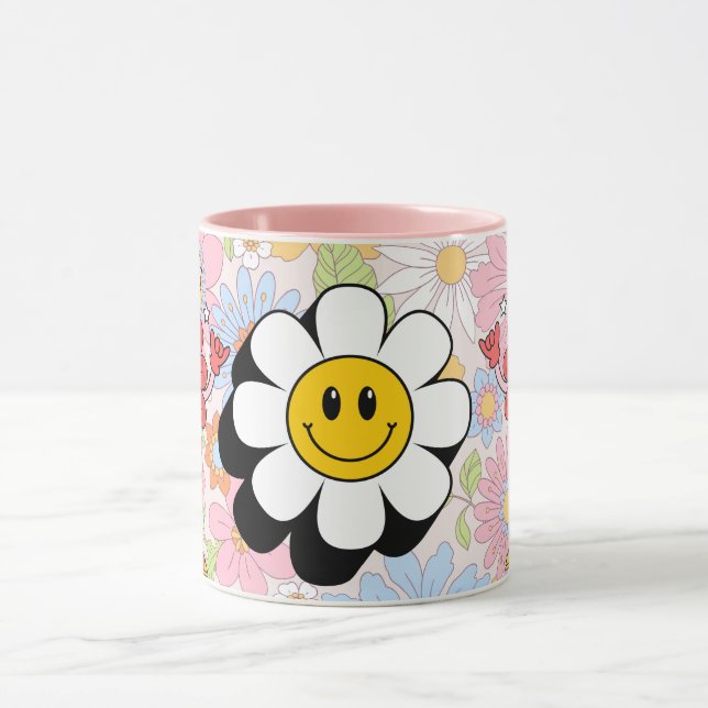 Retro Smile Mug Funny Smiley Face Cool Design (Center)