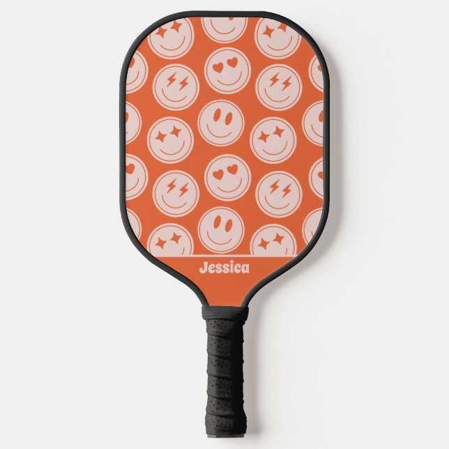 Retro Smile Pattern Custom Name Pickleball Paddle (Front)