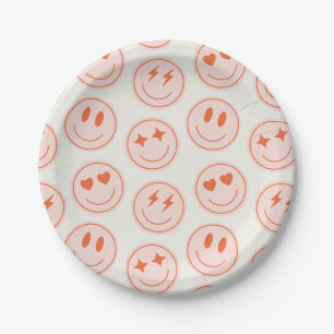 Retro Smile Pattern Paper Plates