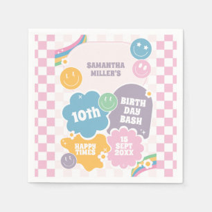 Retro Smiles Pastel Groovy Birthday Napkins