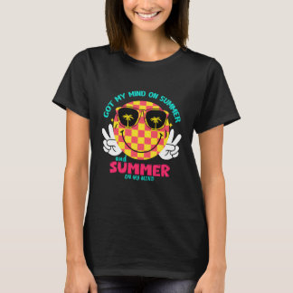 Retro Smiley Face Summer Vibes for Beach T-Shirt