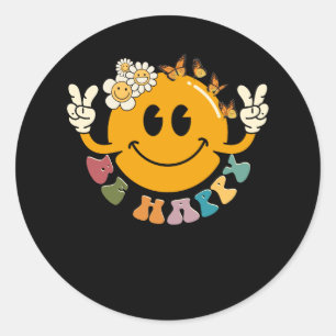 Retro Smiley Smile Face Be Happy Face Trendy Have Classic Round Sticker