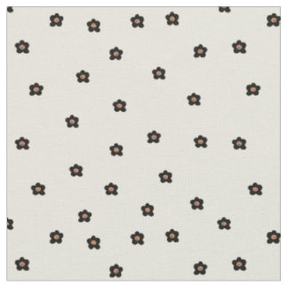 Retro Smiling Flower Pattern in Black and Cream Fabric