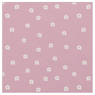Retro Smiling Flower Pattern in Cream and Rosa Fabric