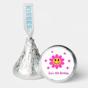 Retro Smiling Pink Flower Girl Birthday Hershey®'s Kisses®