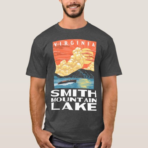 Retro Smith Mountains Lake Virginia WPA Style T_Shirt