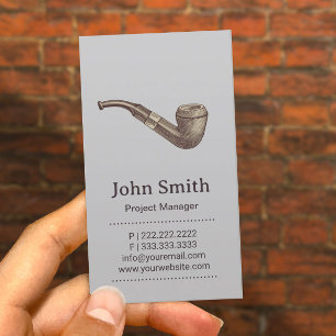 Retro Smoking Pipe Light Gray Business Card