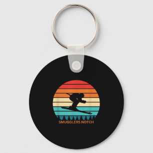 Retro Smugglers Notch Vermont Skiing Skier Retro S Keychain