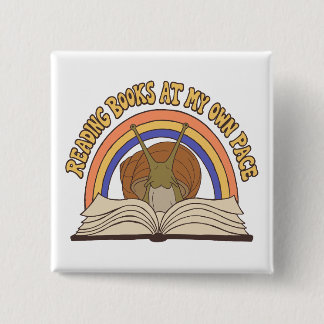 Retro Snail Reading books Button