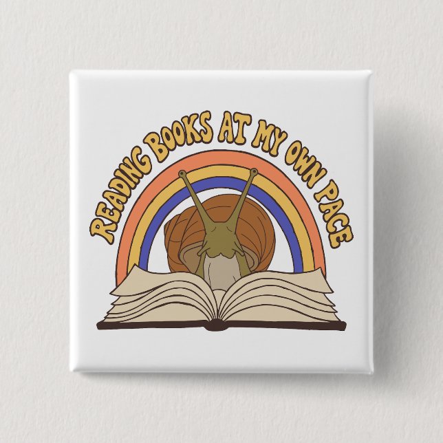 Retro Snail Reading books Button (Front)