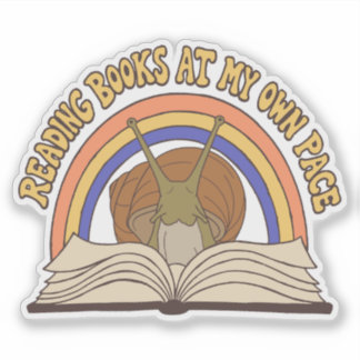 Retro Snail Reading books Sticker
