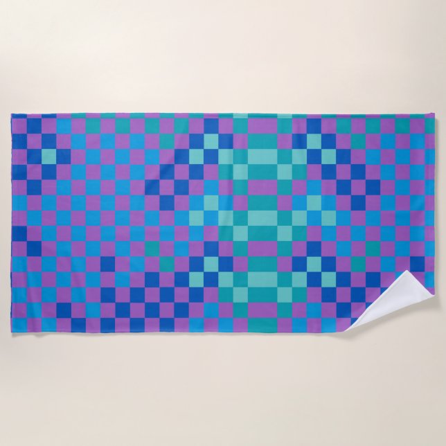 Retro Snake Checker Checkered Pattern  Beach Towel (Front)