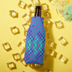 Retro Snake Checker Checkered Pattern  Bottle Cooler