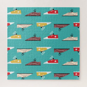 Retro sneakers: vintage seamless pattern. jigsaw puzzle