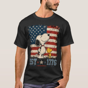 Retro Snoopy 4th of July Dog, American Flag Ki T-Shirt