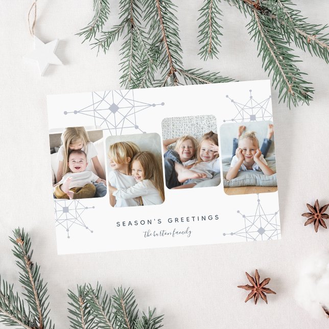 Retro Snow | 4 Photo Collage Holiday Card (Creator Uploaded)