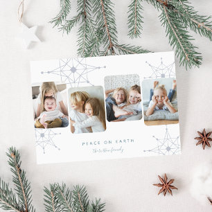 Retro Snow 4 Photo Collage Peace on Earth Holiday Card