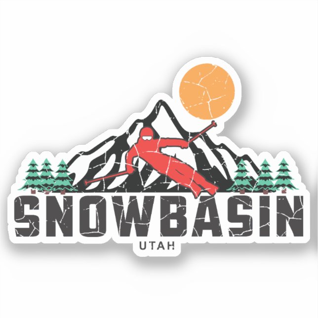 Retro Snowbasin Ski  Sticker (Front)