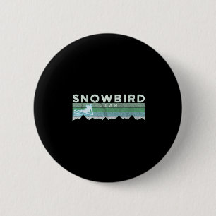 Retro Snowbird, Utah Distressed Skiing  Button