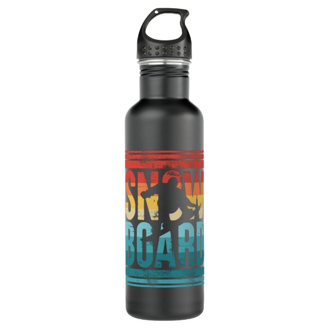Retro Snowboard Gift for Snowboarding Stainless Steel Water Bottle (Front)