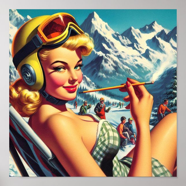Retro Snowboard Girl Poster (Front)