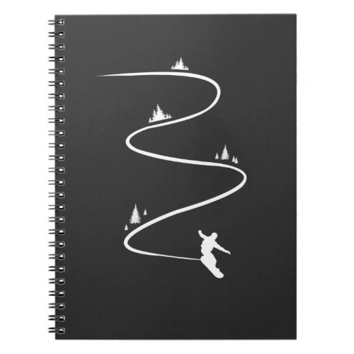 Retro Snowboarding Line Mountain Vacation Notebook