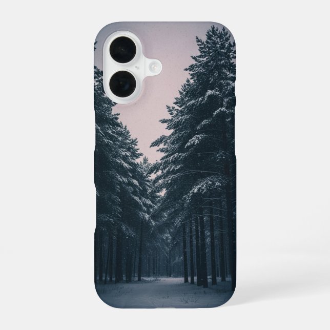 Retro Snowfall in Pine Woods iPhone Case (Back)