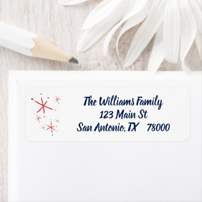 Retro Snowflake Christmas Address Label (Insitu)