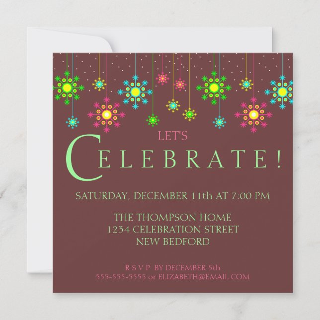Retro Snowflake Holiday Party Invitation (Front)