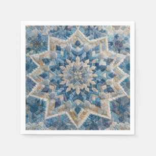 Retro Snowflake Kaleidoscope Quilt  Napkins