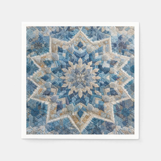 Retro Snowflake Kaleidoscope Quilt  Napkins (Front)