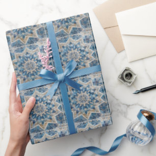 Retro Snowflake Kaleidoscope Quilt Wrapping Paper