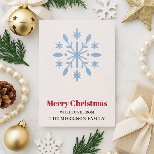 Retro Snowflake Merry Christmas Letterpress Card