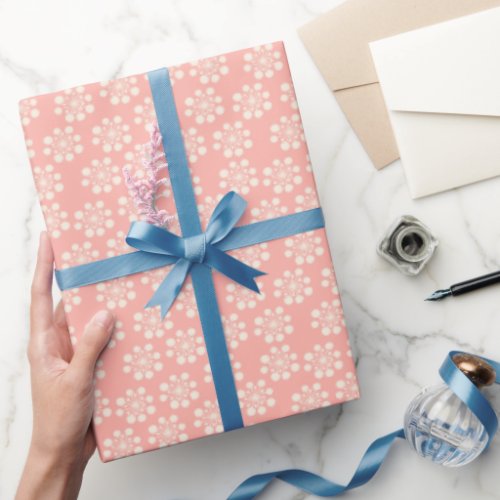 Retro Snowflake on Rose Pink Wrapping Paper