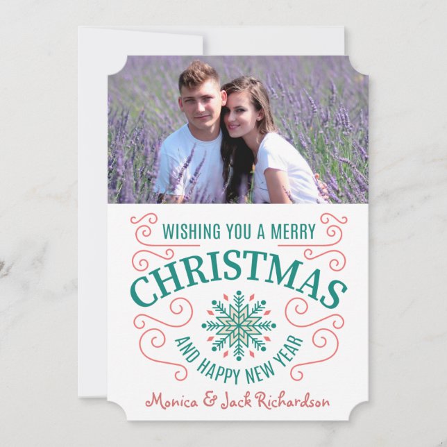 Retro Snowflake Swirl Photo Template Christmas (Front)