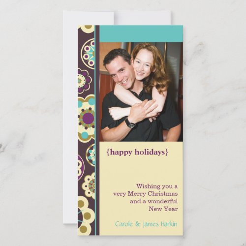 Retro snowflakes border holiday photocard