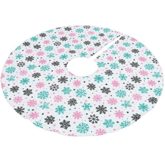 Retro Snowflakes Brushed Polyester Tree Skirt (Angled)